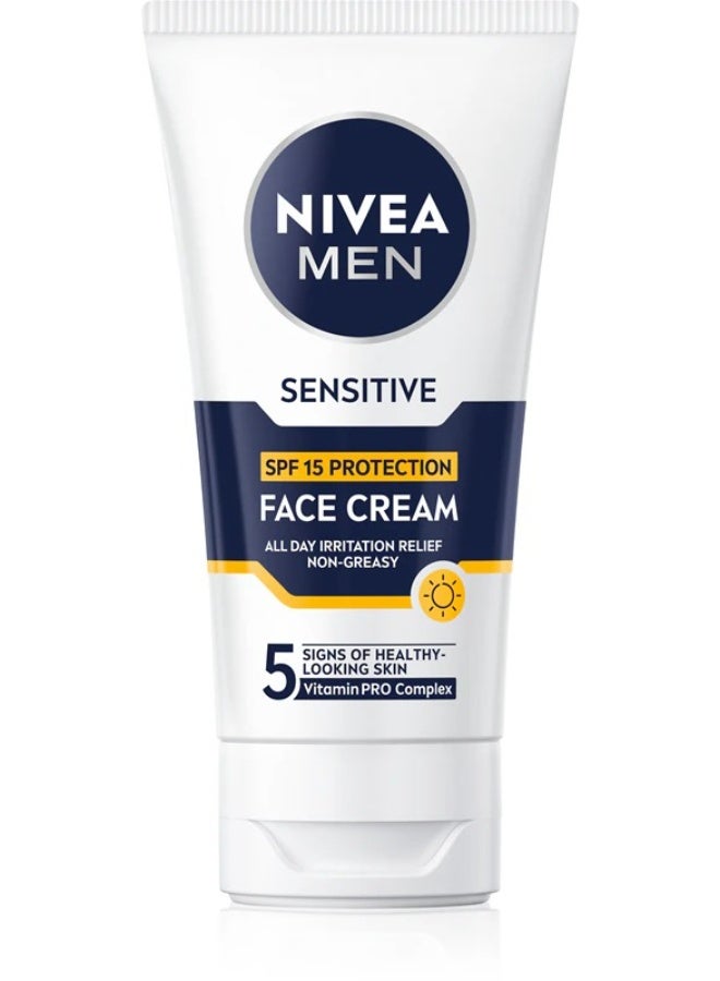 نيفيا كريم وجه للرجال للبشرة الحساسة، عامل حماية من الشمس SPF15، 75 مل - Image 1